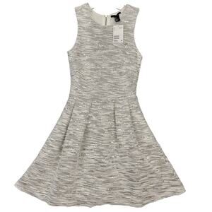H&M Gray Silver Sparkle Mini Dress Sequins Sleeveless Scoop NEW $34 Women Size 4